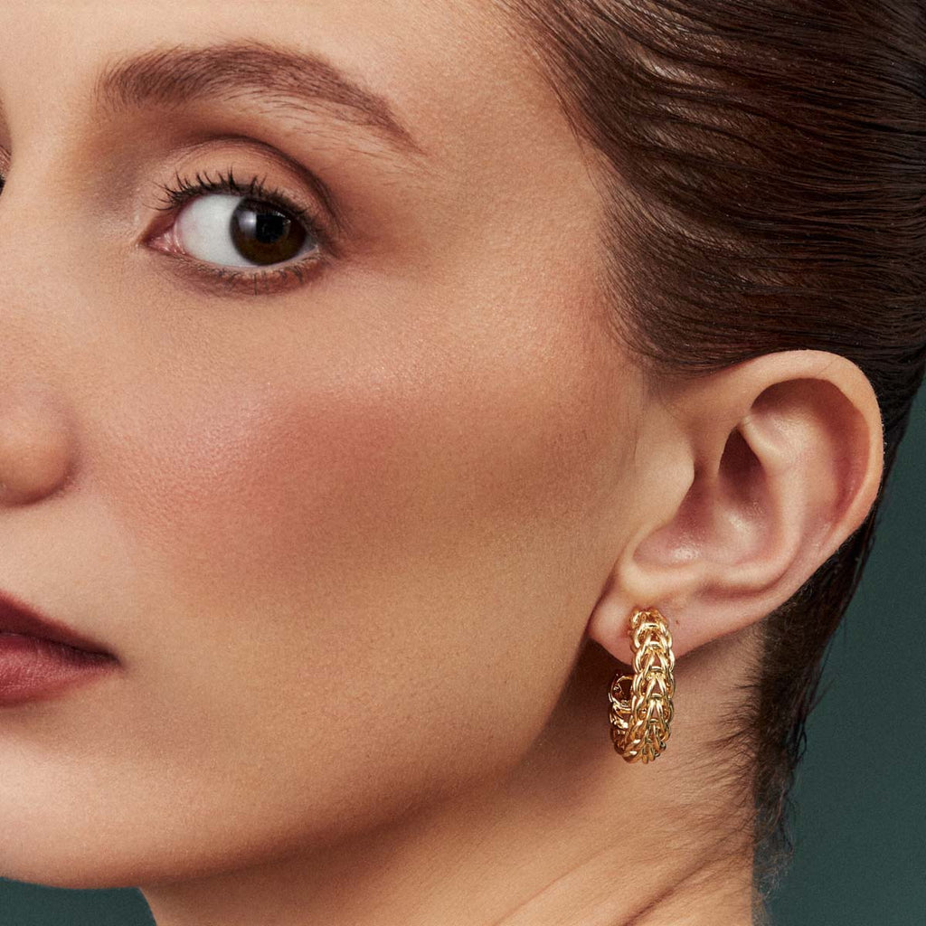 18K Gold-Plated Braided Half Hoop Earrings