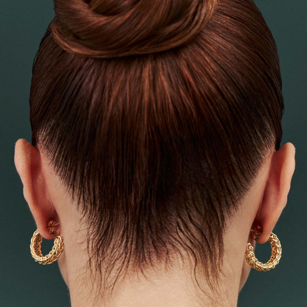 18K Gold-Plated Braided Half Hoop Earrings