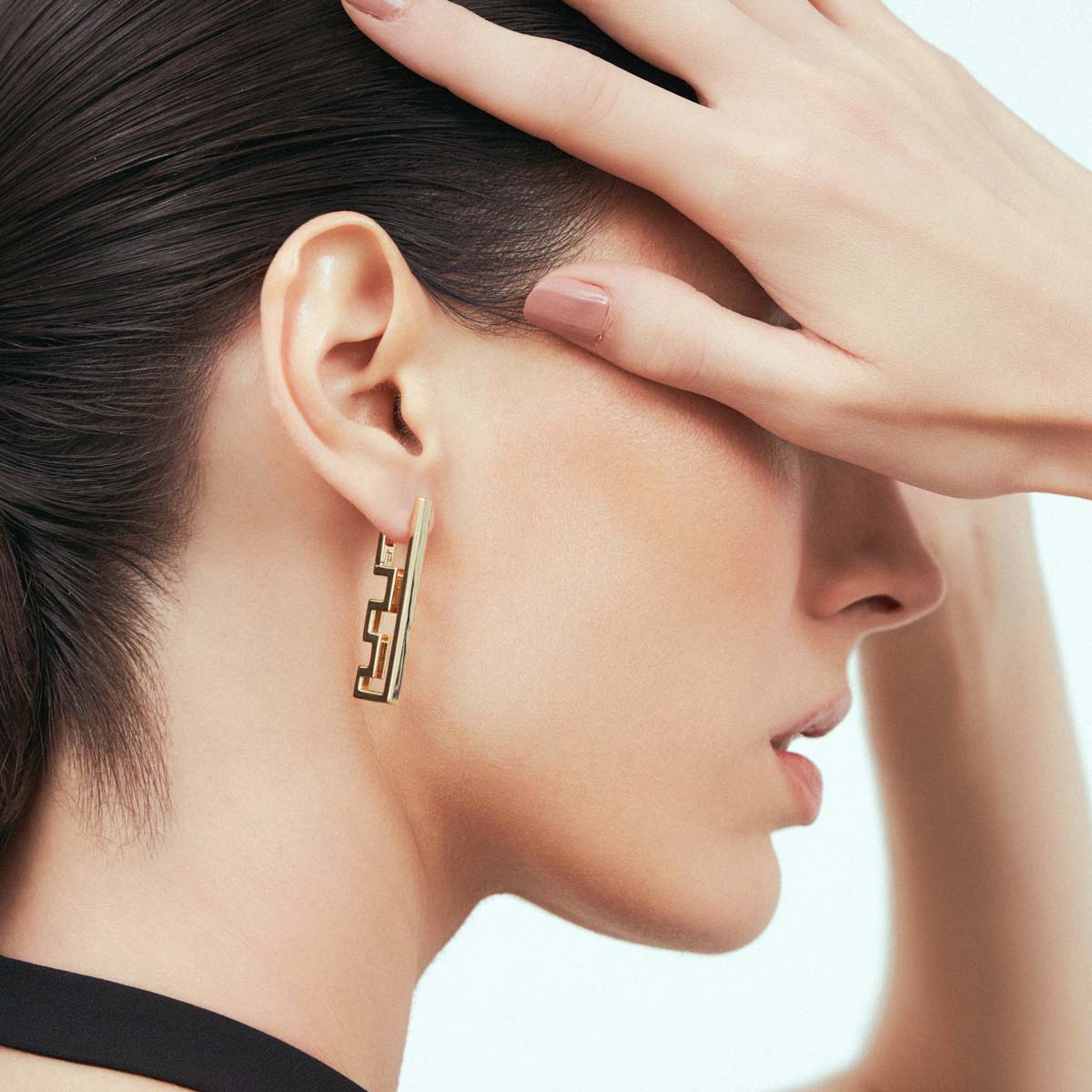 Geometric Open Hoop Earrings – 18K Gold Plated