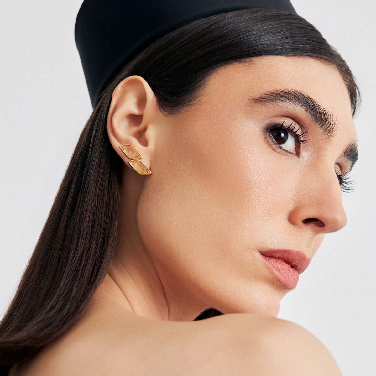 Ear Cuff Earrings with Two Navette Crystals – 18K Gold Plated
