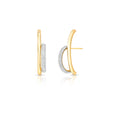 18K gold-plated curved earrings featuring pavé zirconia in an elegant open design against a white background.
