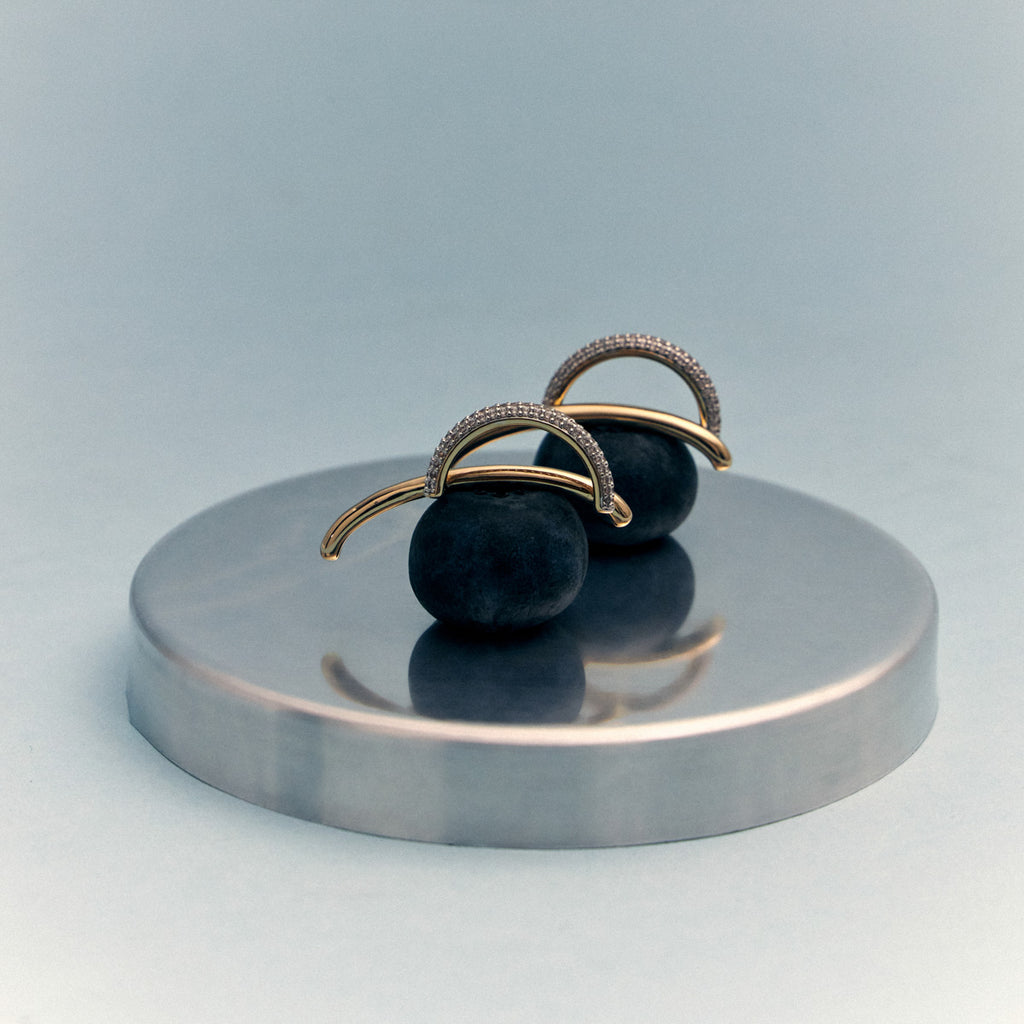 Curved Pavé Zirconia Earrings
