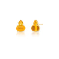 18K gold-plated earrings with smooth oval yellow crystals and faceted pear-shaped crystals