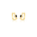 18K gold-plated curved hoop earrings with black navette crystal