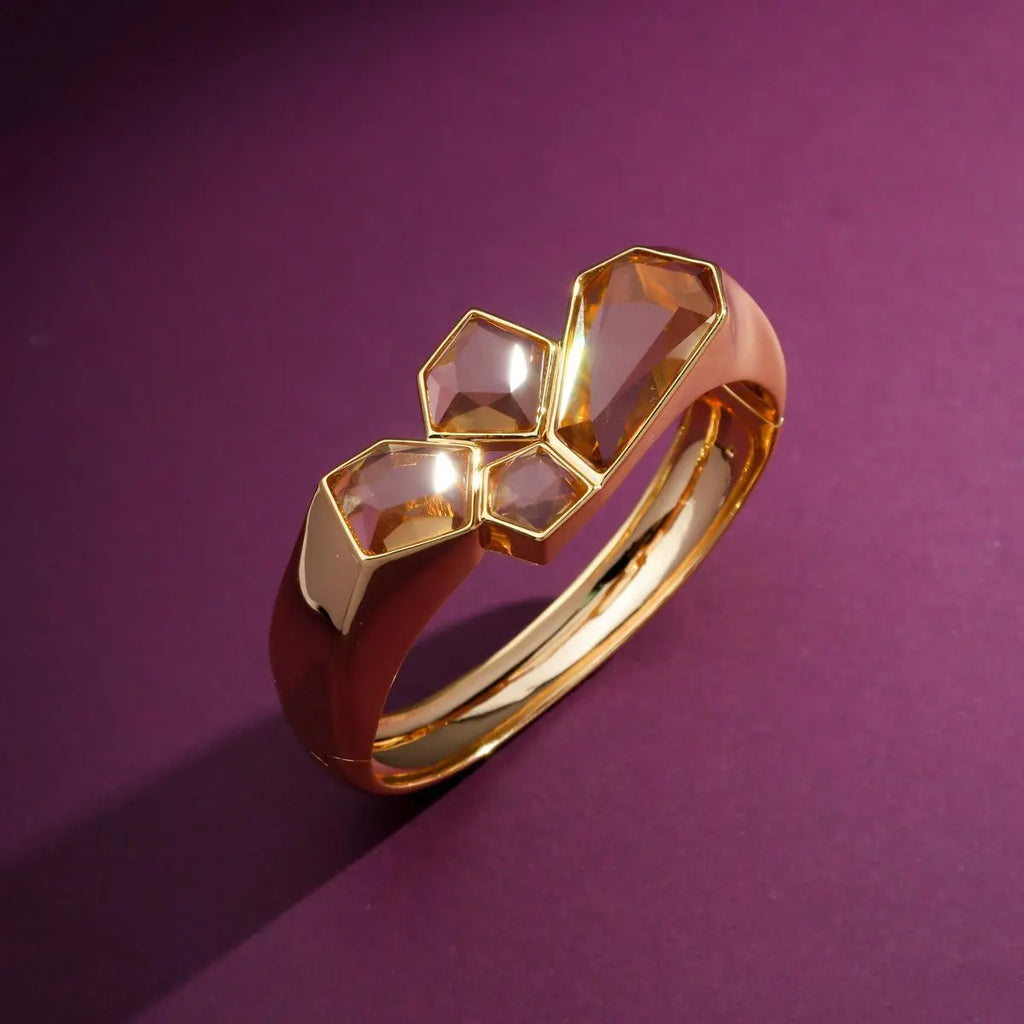 18K Gold-Plated Bracelet with Geometric Crystals