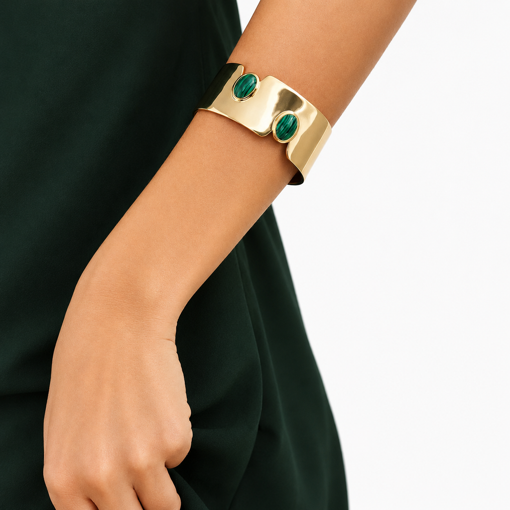 18K_Gold-Plated_Bracelet_with_Dual_Malachite_Stones