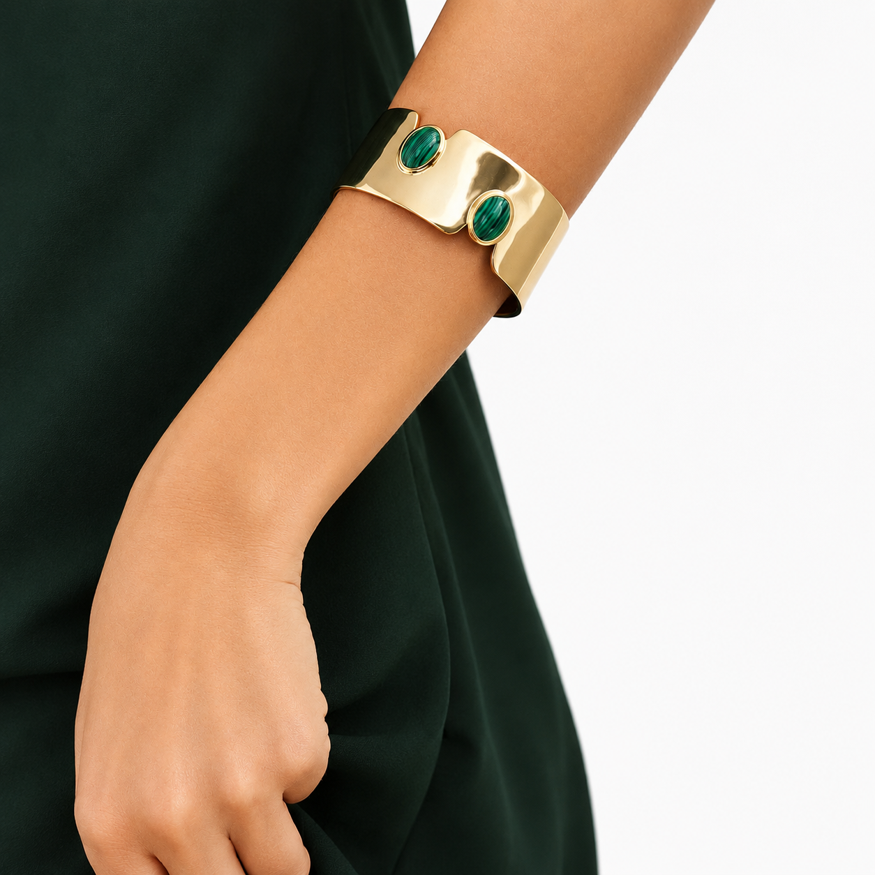 18K_Gold-Plated_Bracelet_with_Dual_Malachite_Stones