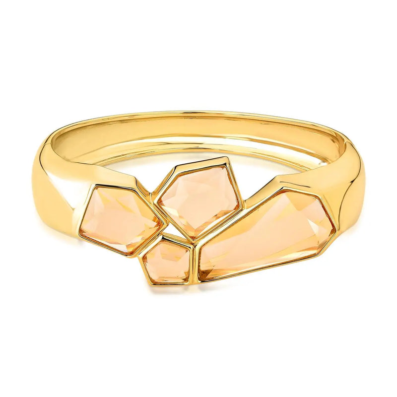 18K Gold-Plated Bracelet with Geometric Crystals