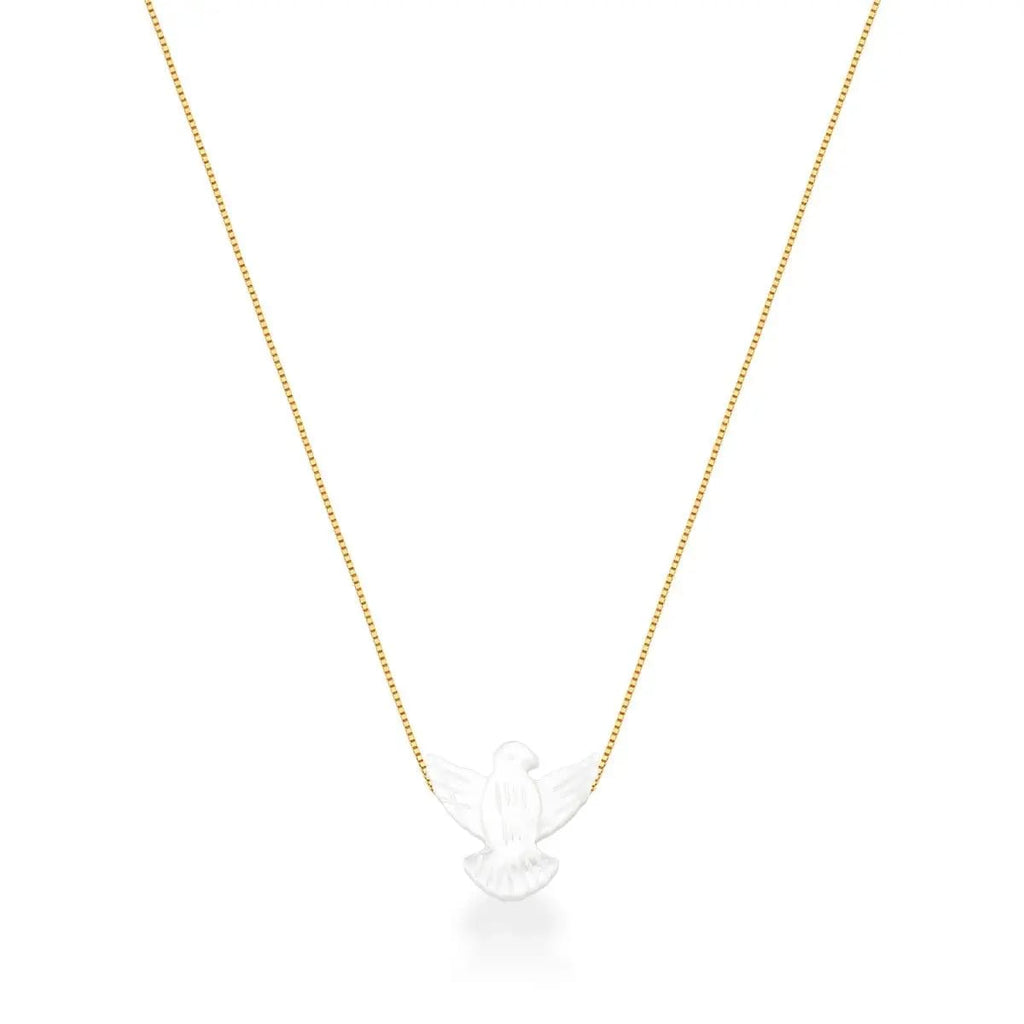 18K Gold-Plated Necklace with Mother-of-Pearl Holy Spirit Pendant