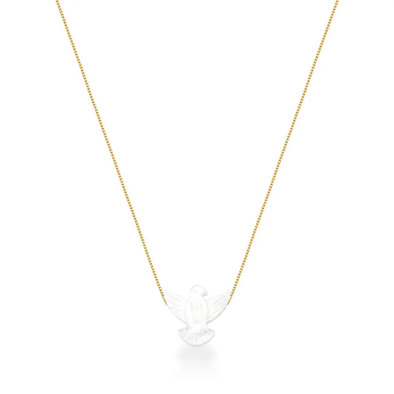 18K Gold-Plated Necklace with Mother-of-Pearl Holy Spirit Pendant