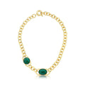 18K Gold-Plated Oval Link Necklace with Malachite