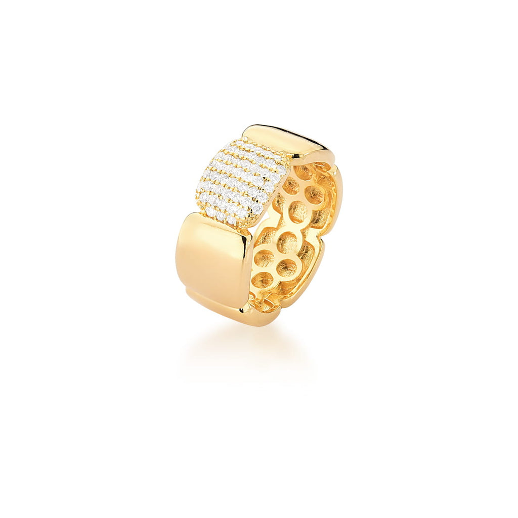 18K Gold-Plated Pavé Zirconia Ring