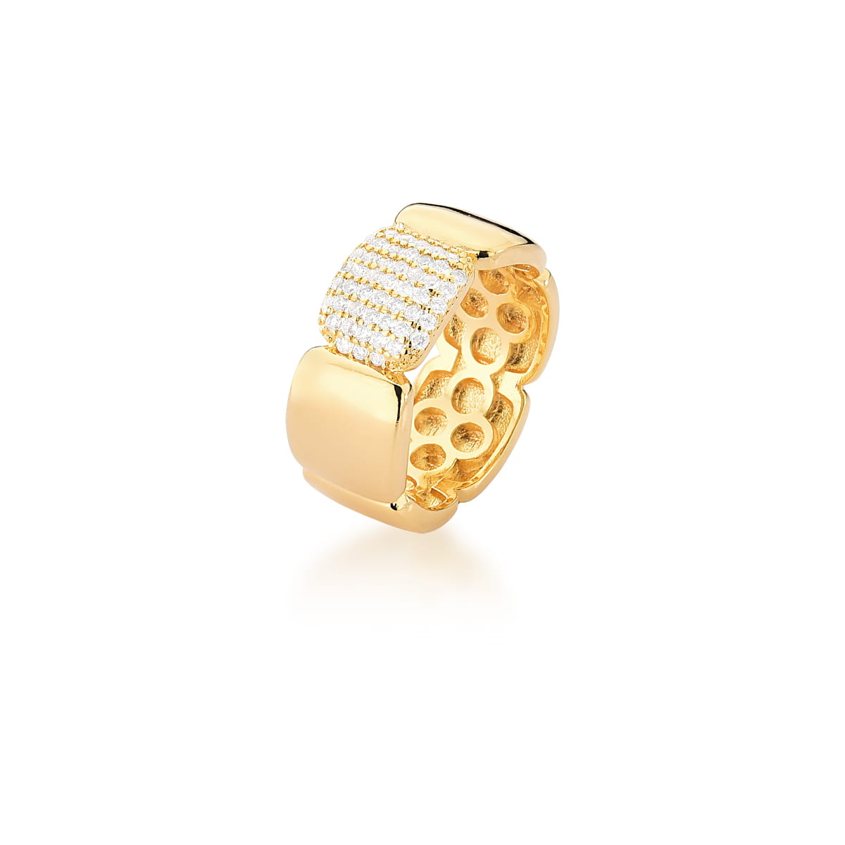 18K Gold-Plated Pavé Zirconia Ring