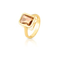 18K Gold-Plated Ring with Rectangular Crystal in Open Setting