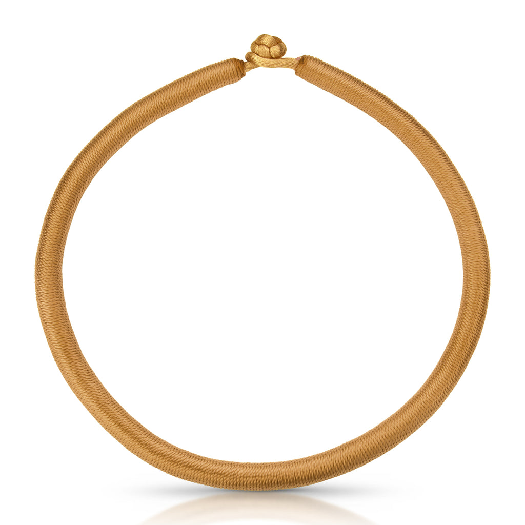 Deep gold waxed cord necklace with knot closure for pendants