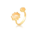 Adjustable Ring with Two Rutilated Quartz Stones
