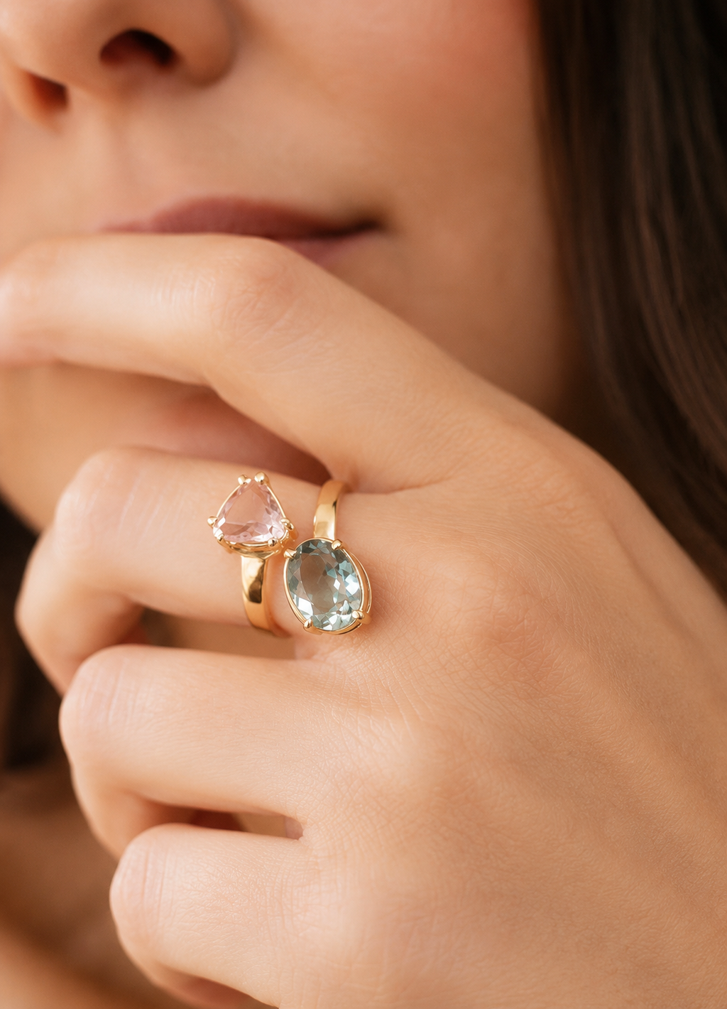 Bague en cristal goutte bicolore