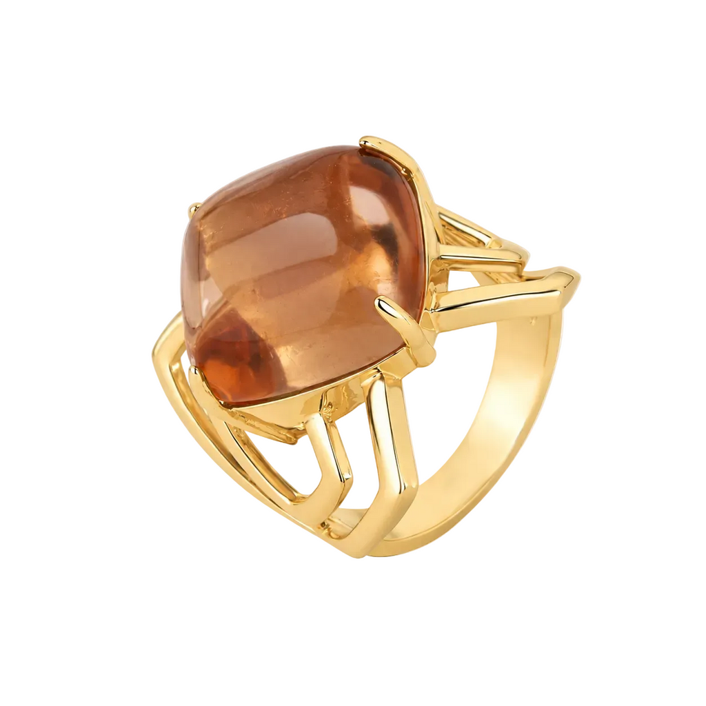 Brown Crystal Statement Ring
