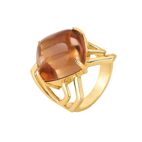Brown Crystal Statement Ring