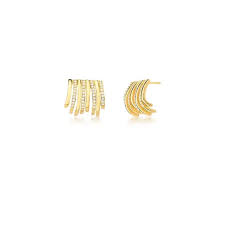 Eight-Loop Gold-Plated Studded Hoop Earrings