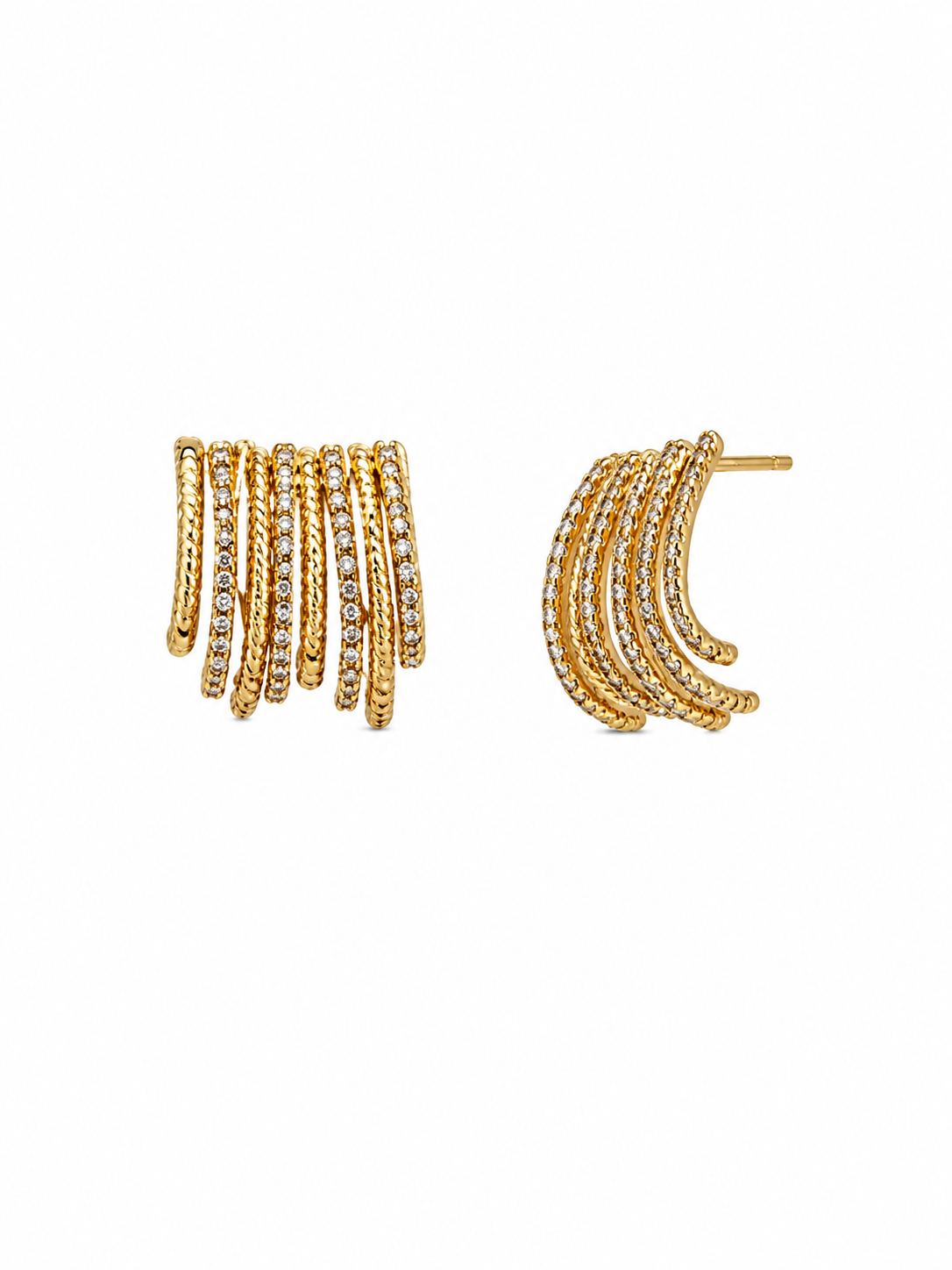 18K gold-plated eight-loop hoop earrings featuring sparkling zirconia accents
