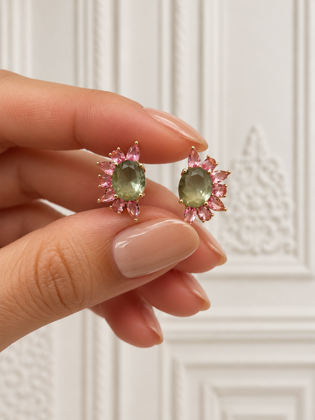 Floral Crystal Stud Earrings