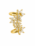 18K gold-plated floral ear cuff featuring marquise-cut zirconia