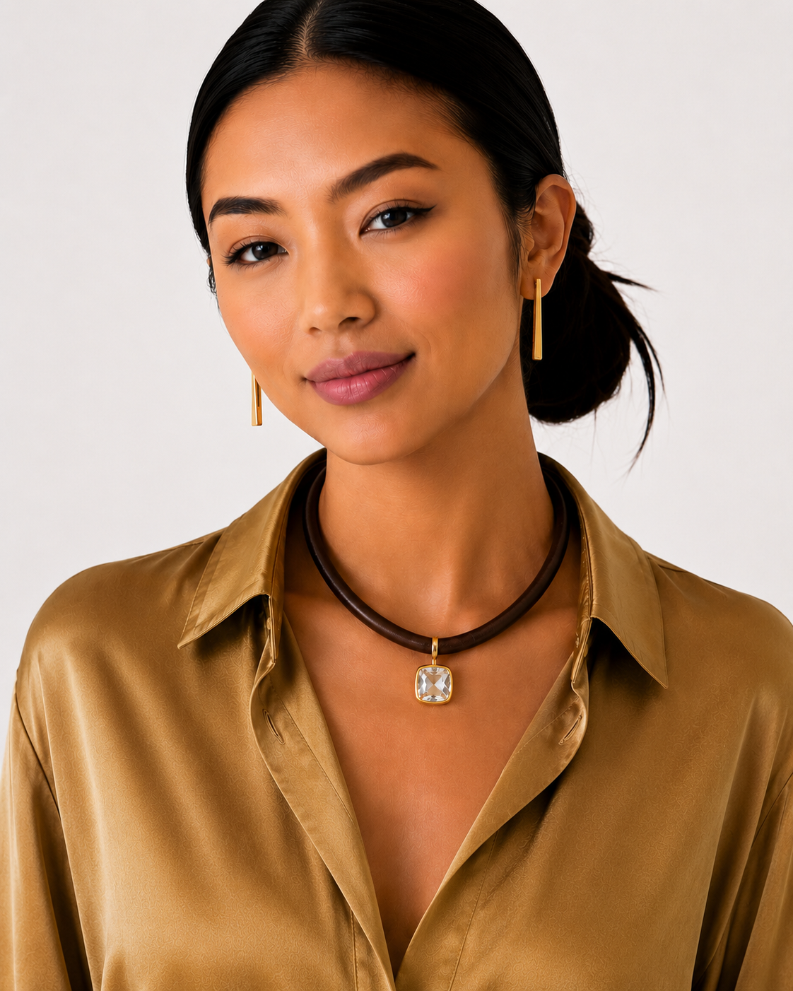 Square Crystal Clasp Pendant