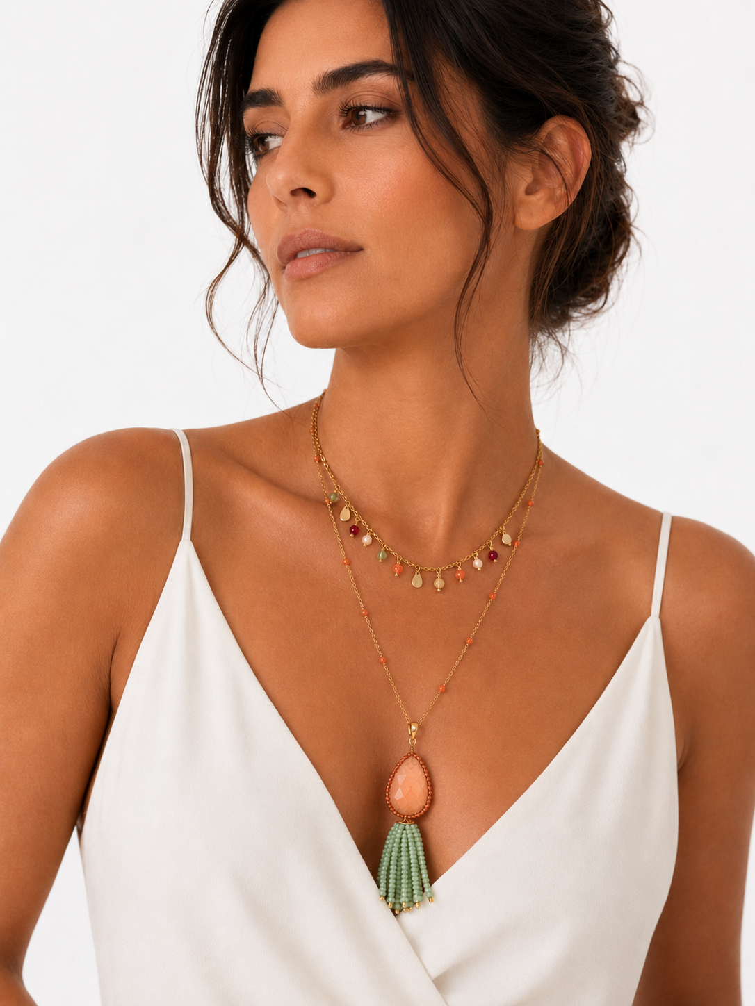 Orange Teardrop Pendant Necklace
