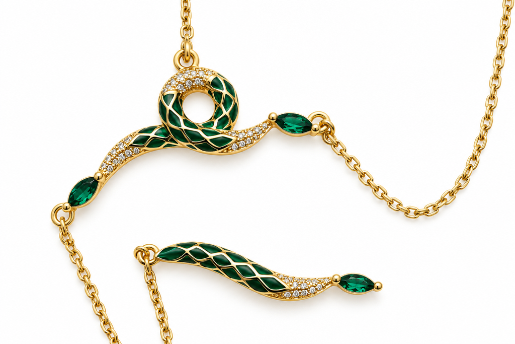 Yeşil Emaye Lariat Kolye