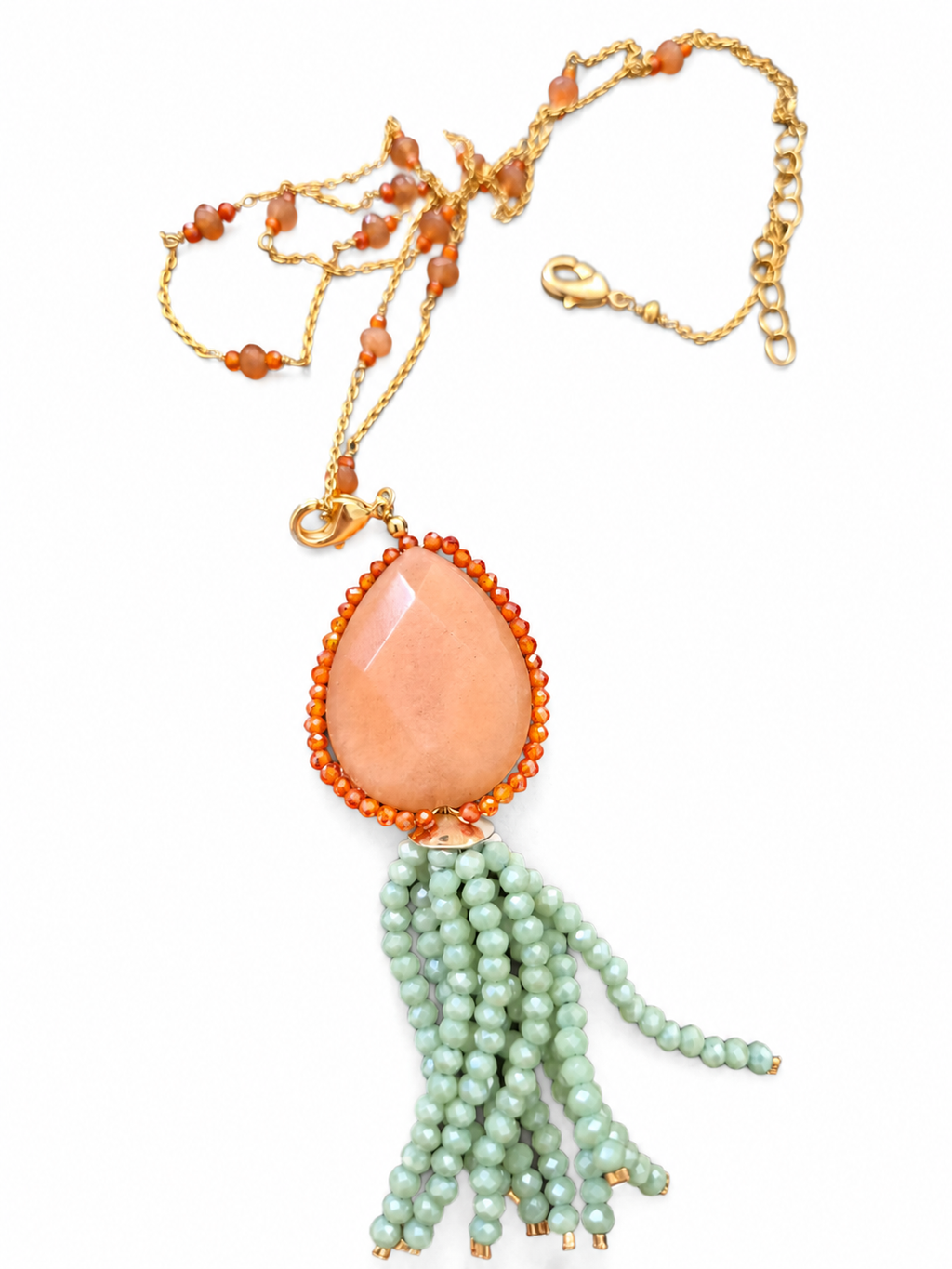 Collier avec pendentif goutte orange