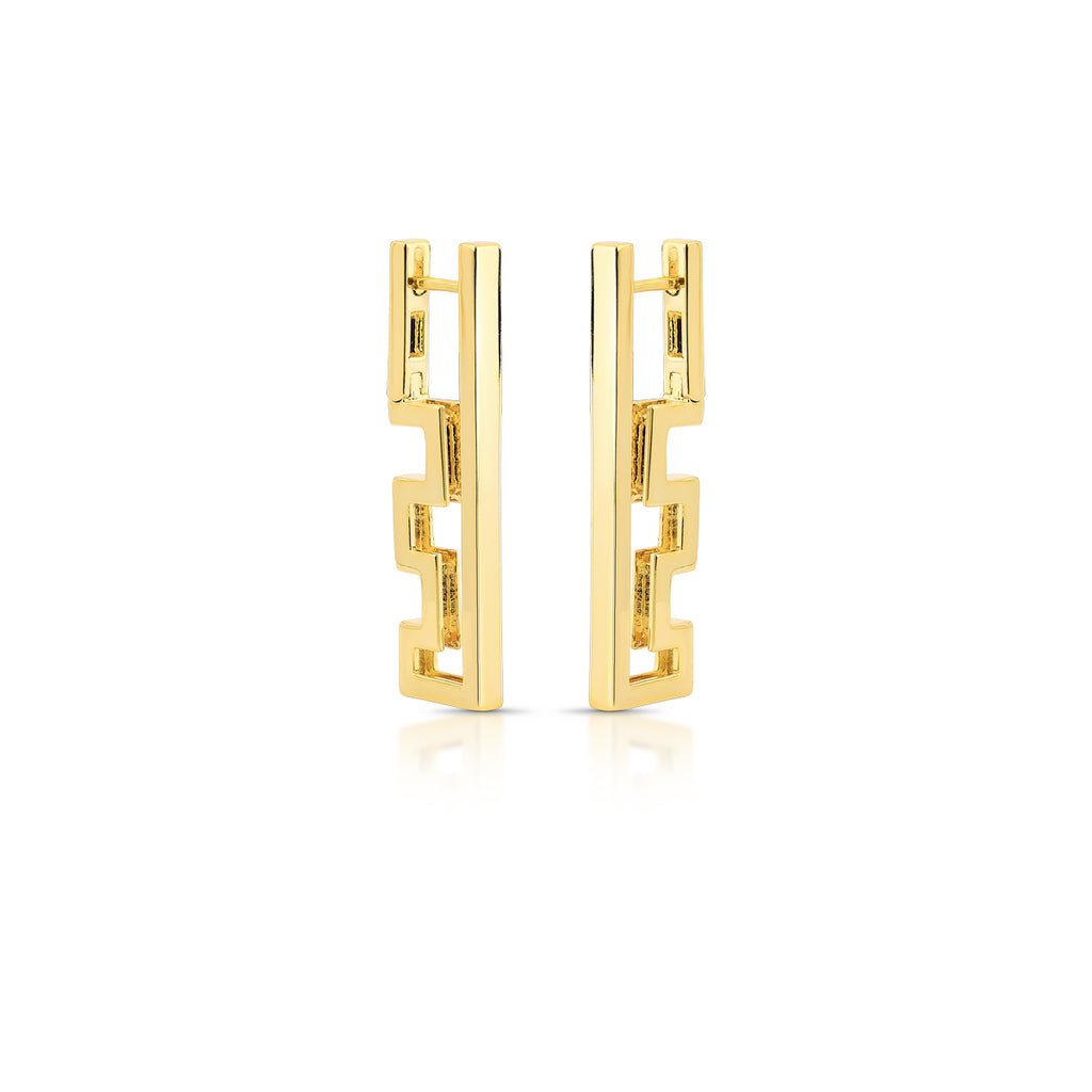 Geometric Open Hoop Earrings – 18K Gold Plated