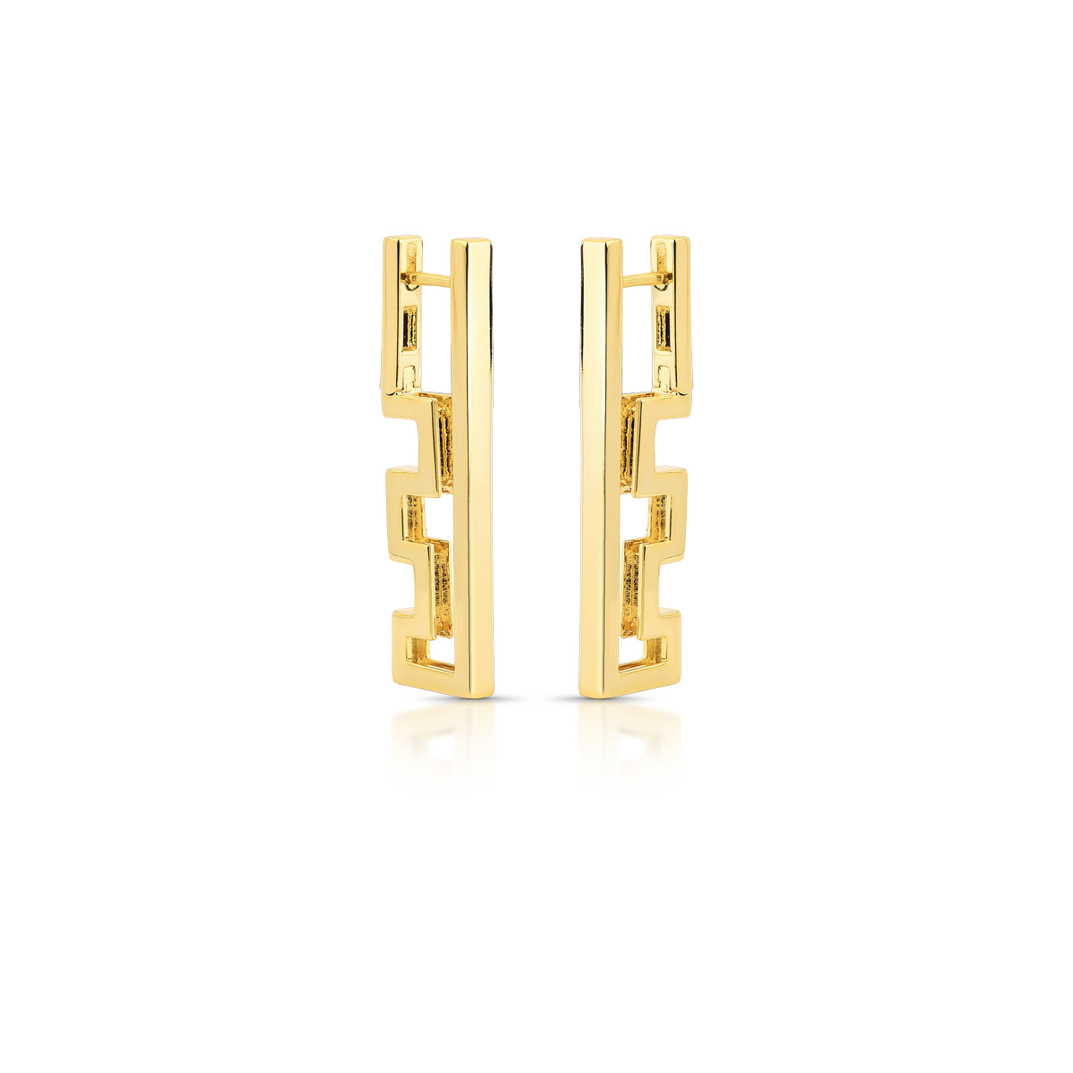 Geometric Open Hoop Earrings – 18K Gold Plated