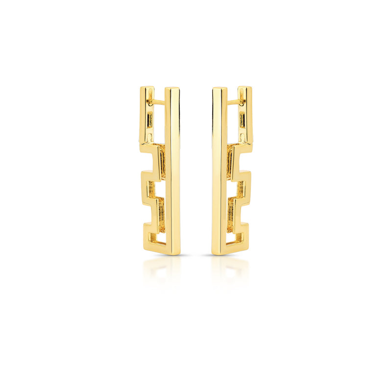 Geometric Open Hoop Earrings – 18K Gold Plated