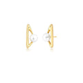 Gold-Plated Geometric Earrings with Shell Pearls
