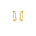 Gold hoop earrings with embedded zirconias on a white background