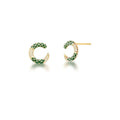 Green Enamel Curved Earrings with Zirconia 