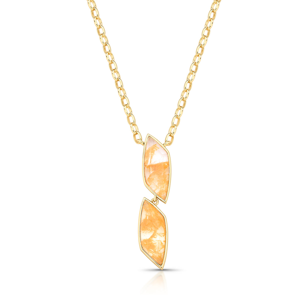Navette Rutilated Quartz Pendant Necklace 