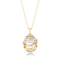 Necklace with Oval Eight-Loop Pendant, Triple-Tone Plated