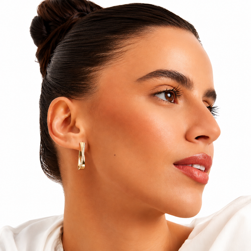 Oval “X” Hoop Earrings 