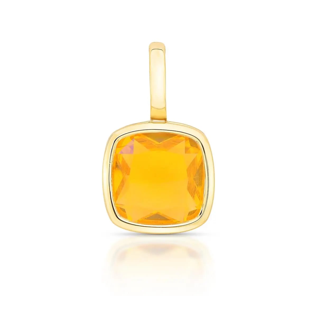 Pendant with a square crystal clasp - Yellow