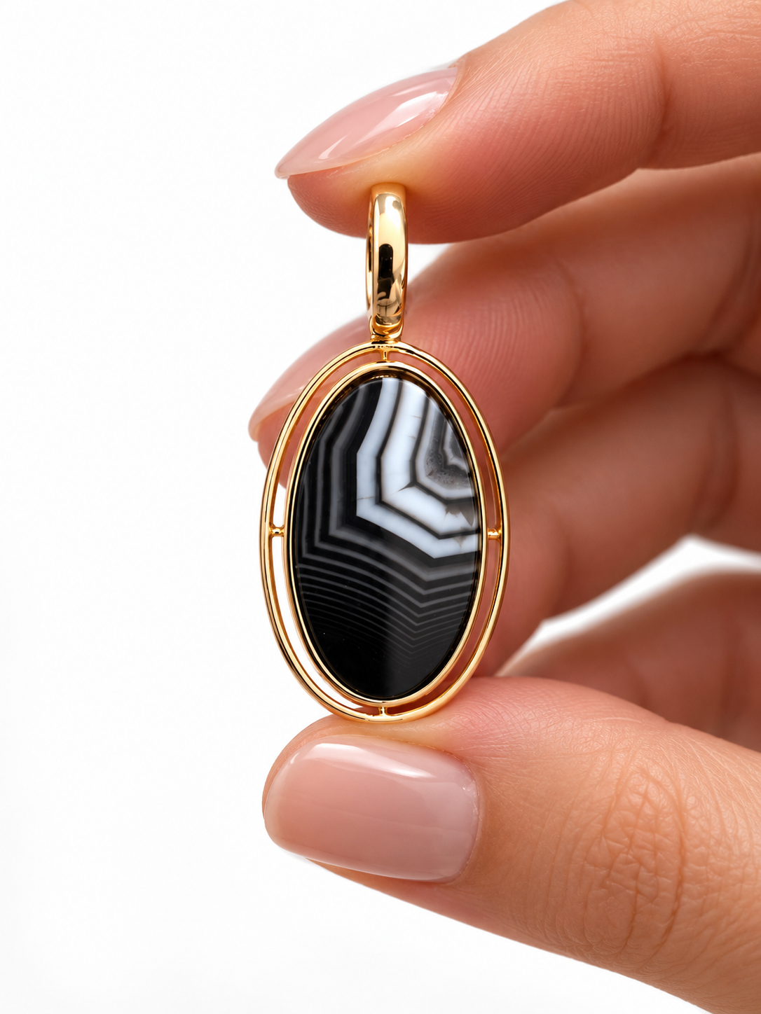 18K Gold Plated Agate Pendant Necklace