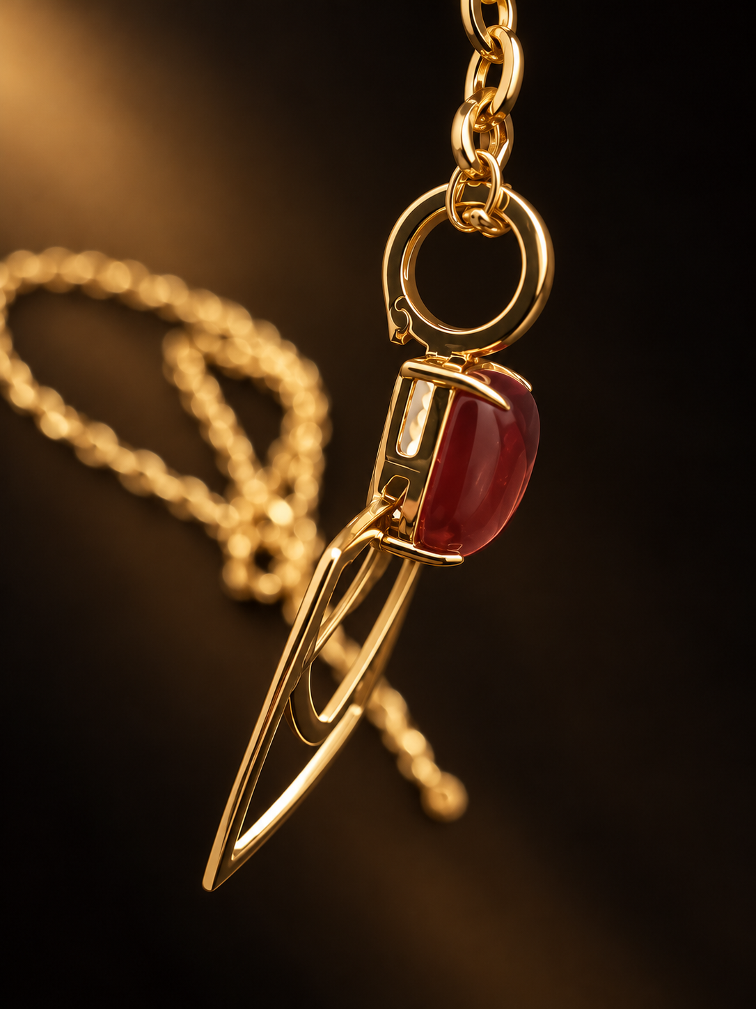 Geometric Brown Stone Pendant Necklace