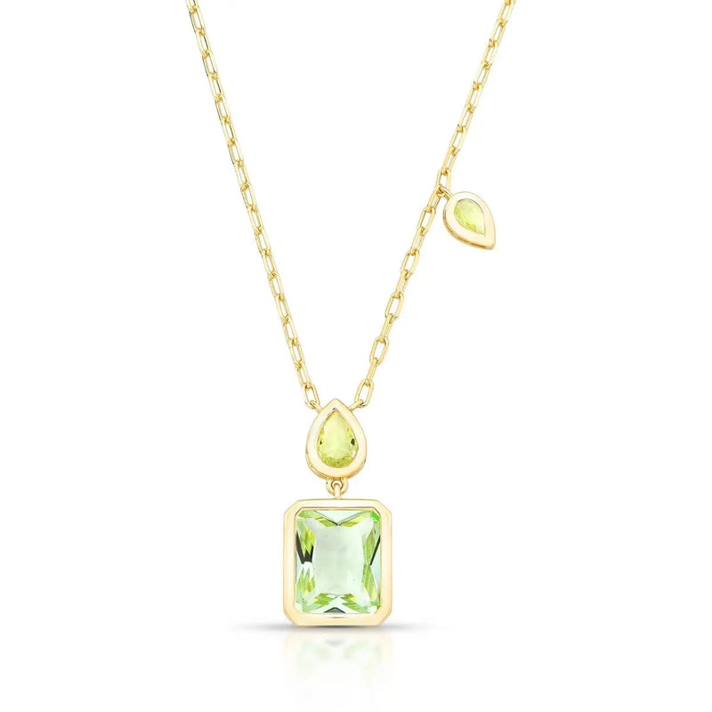 Rectangular & Teardrop Crystal Pendant Necklace