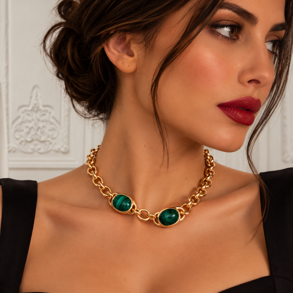 Oval Link Malachite Necklace