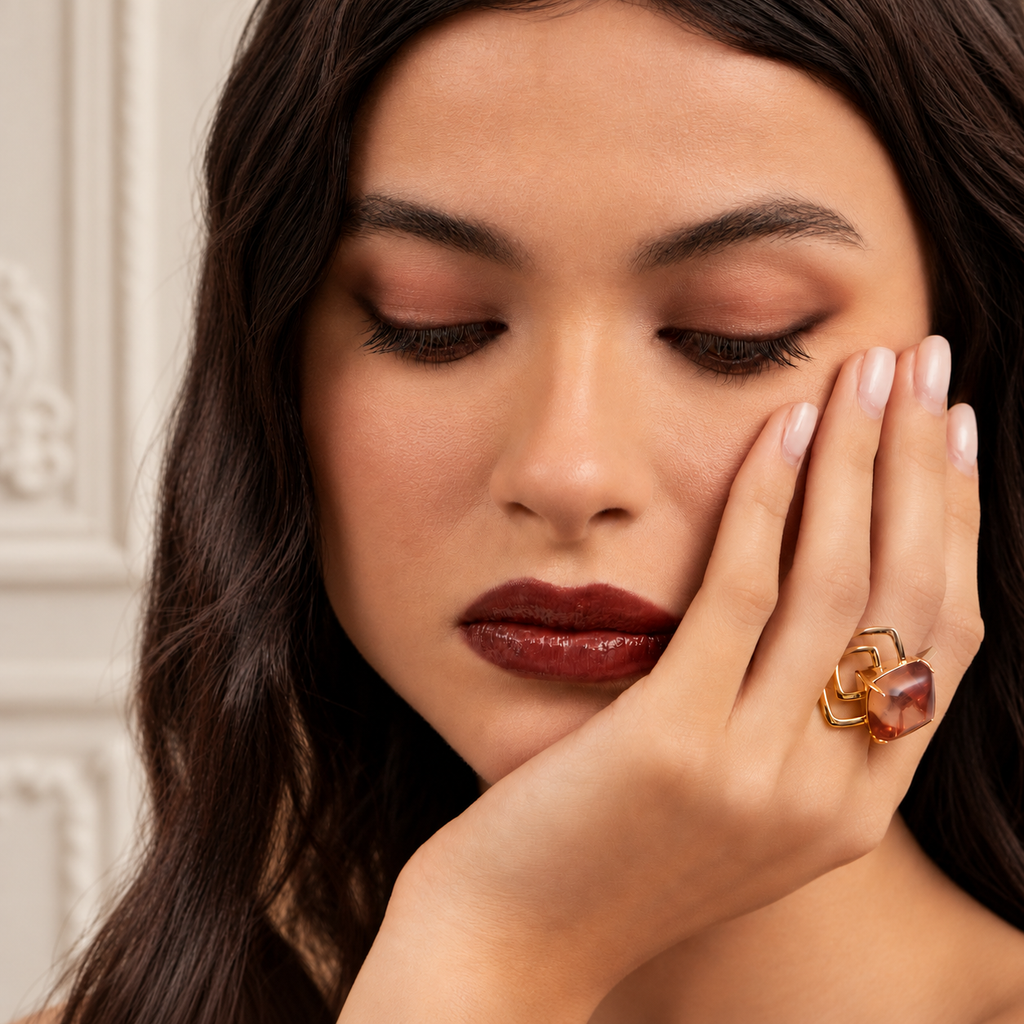 Brown Crystal Geometric Statement Ring
