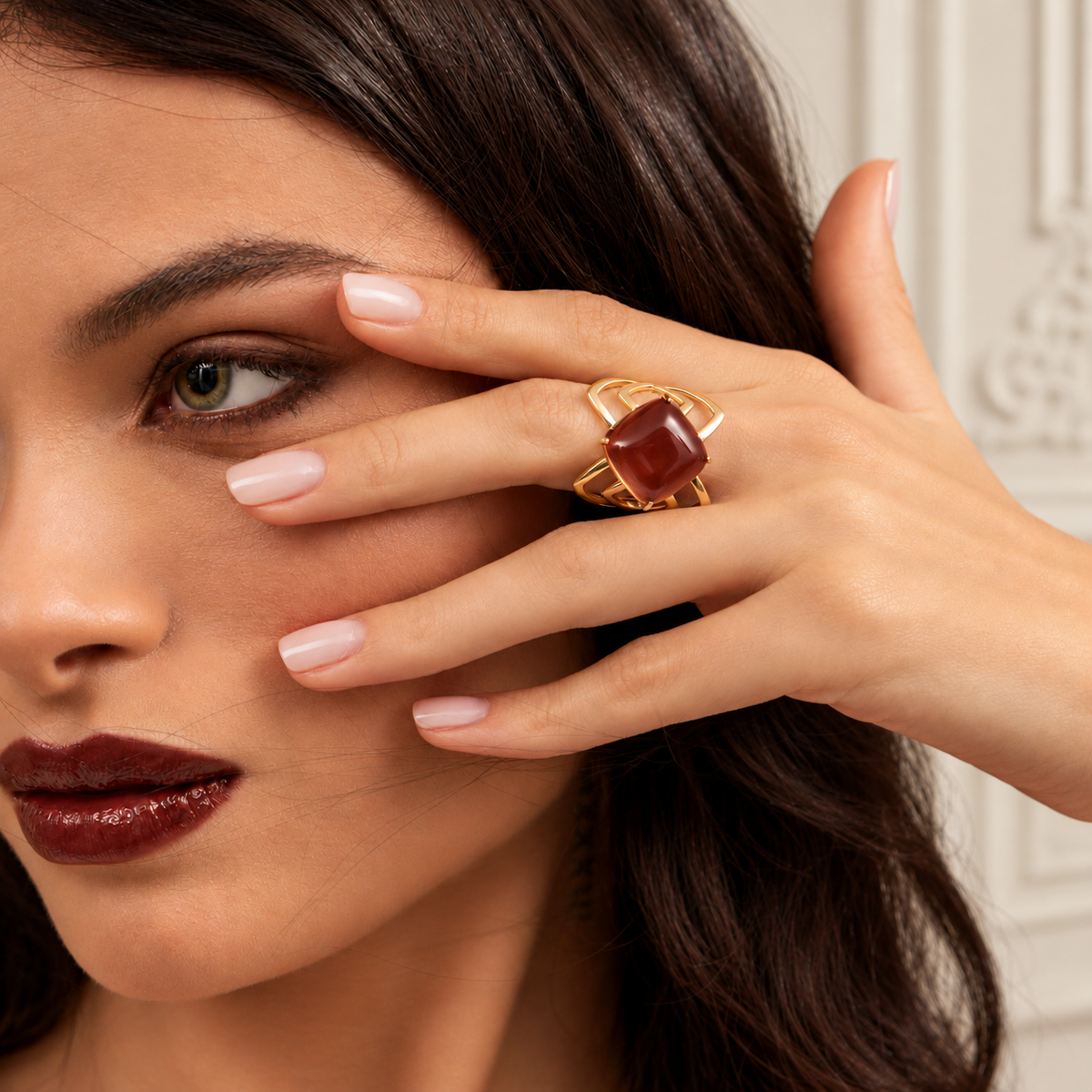 Brown Crystal Geometric Statement Ring
