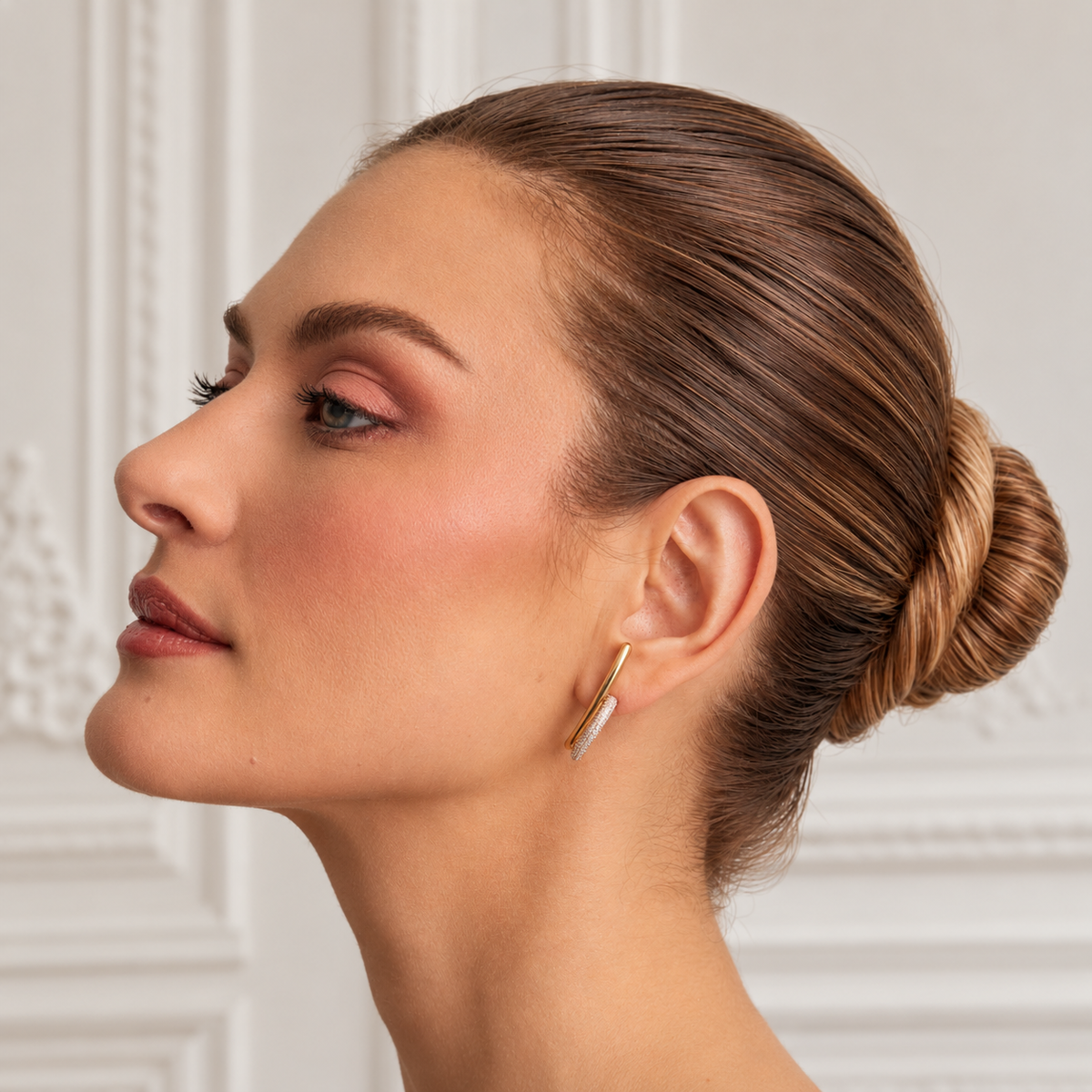 Curved Pavé Zirconia Earrings