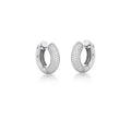 Rhodium-Plated Sterling Silver Pavé Zirconia Hoop Earrings
