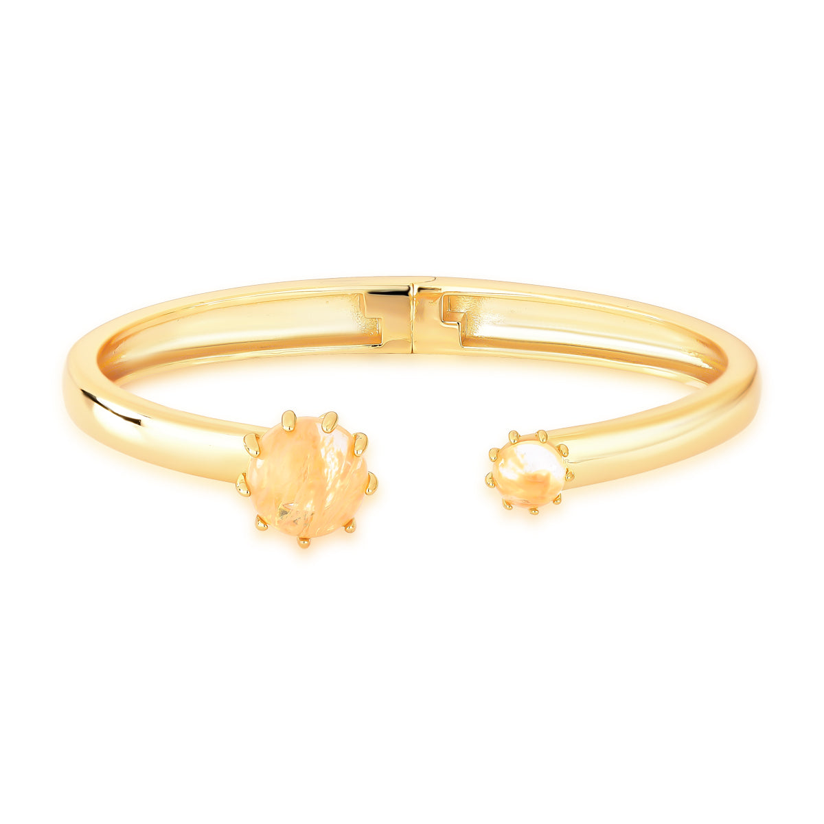 Rutilated Quartz Bracelet with Prong Setting – 18K Gold Plated